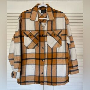 Shacket Mustard and Navy Snap Buttons and Pockets XS Women HFX